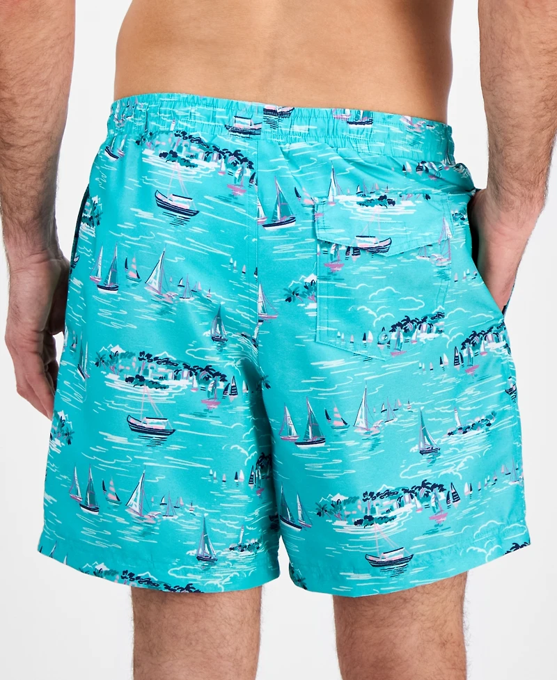 Club Room Men's Sailboat Graphic Swim Trunks, Exclusively at Macy's
