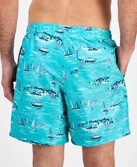 Club Room Men's Sailboat Graphic Swim Trunks, Exclusively at Macy's