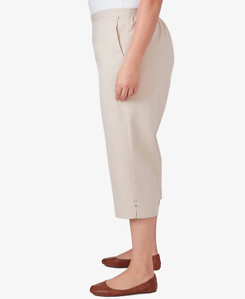 Alfred Dunner Plus Classic Twill Denim Split Hem Capri Pants