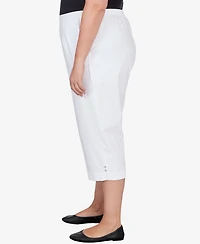 Alfred Dunner Plus Classic Twill Denim Split Hem Capri Pants