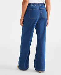 Style & Co Petite High-Rise Pull-On Wide-Leg Jeans, Exclusively at Macy's