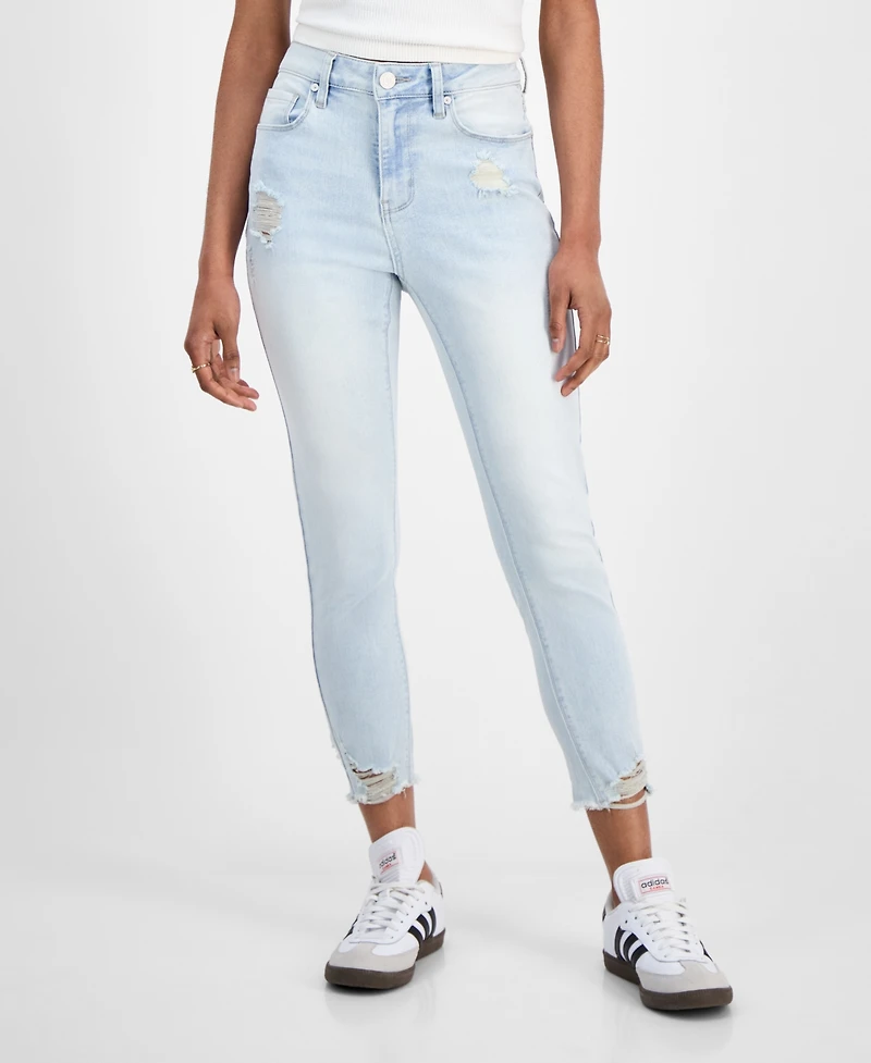 Indigo Rein Juniors' Curvy Cropped Mid-Rise Jeans