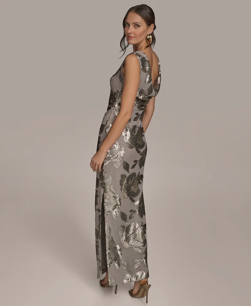 Donna Karan New York Women's Floral-Sequined Gown