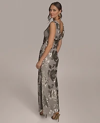 Donna Karan New York Women's Floral-Sequined Gown