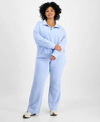 And Now This Trendy Plus Quarter-Zip Scuba Knit Pullover, Created for Macy's
