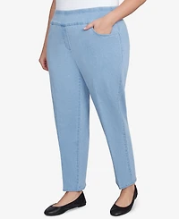 Alfred Dunner Plus Super Stretch Mid- Rise Short Length Denim Pants
