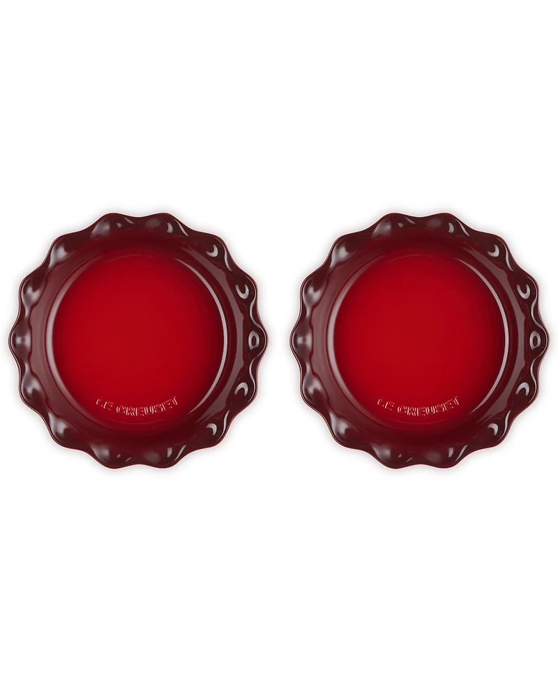 Le Creuset Stoneware Heritage Fluted 9" Pie Dish, Set of 2