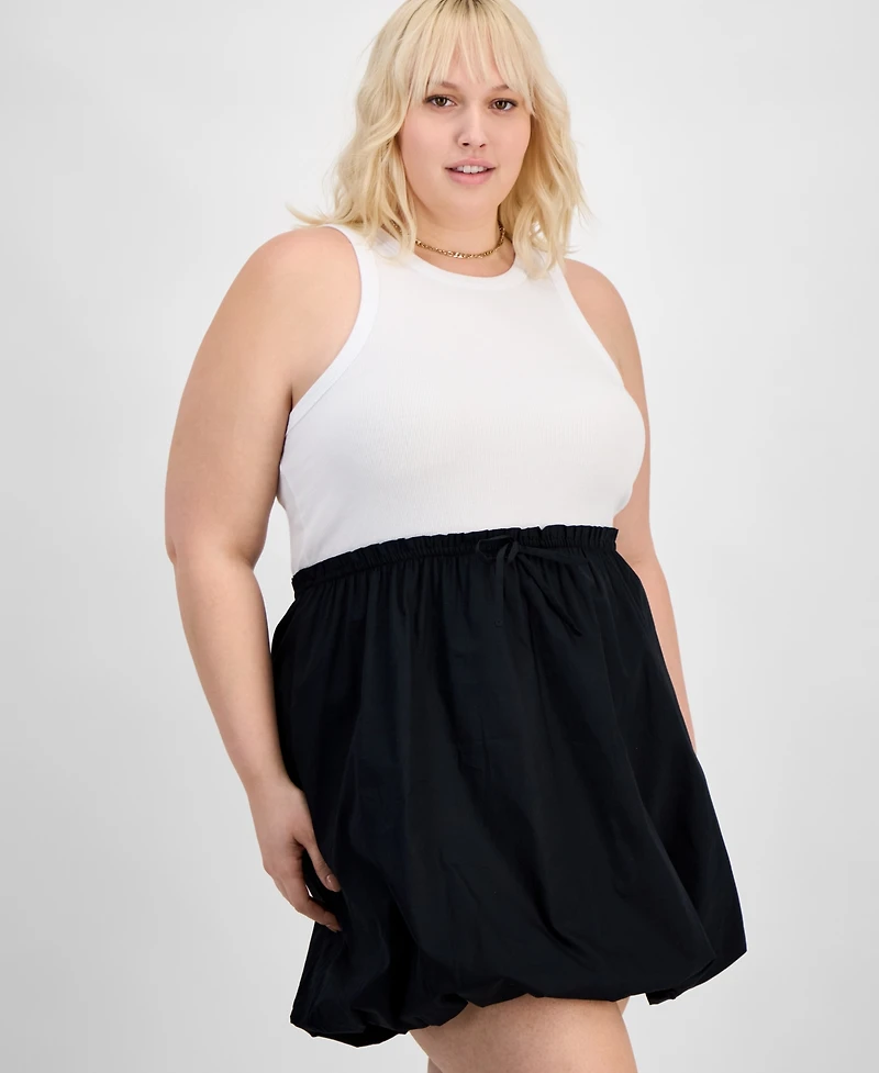 Derek Heart Trendy Plus Size Colorblocked Bubble-Hem Dress