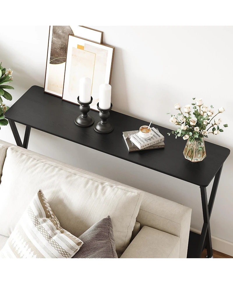 gaomon Side Table, 41.3" Narrow Console Table, Entryway Table with Metal Frame, Sofa Table, Hallway Table, Display Table for Living Room, Foyer, Bedro