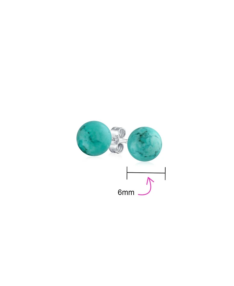 Bling Jewelry Classic 6MM Natural Multi Stones Drop Ball Earrings Sterling Silver