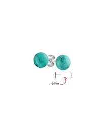 Bling Jewelry Classic 6MM Natural Multi Stones Drop Ball Earrings Sterling Silver