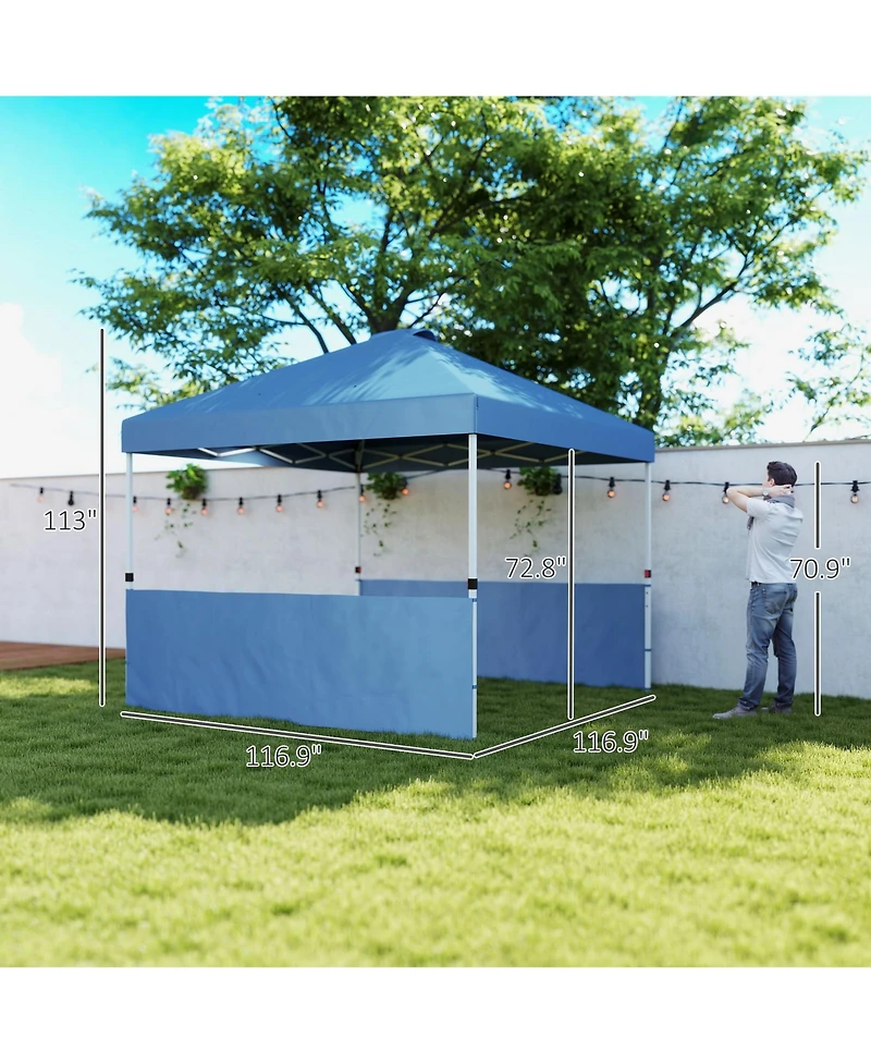 Outsunny 10' x Pop Up Canopy Tent with 2 Half Sidewalls, Dark