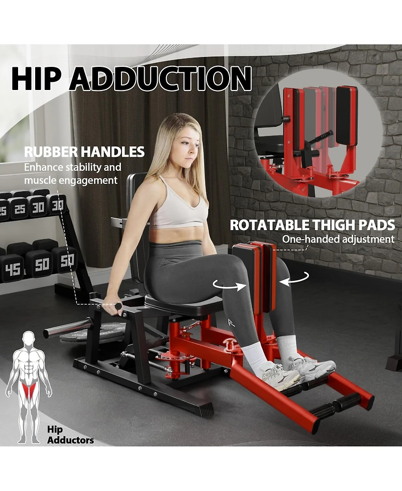 Mikolo Hip Abductor Machine, Abductor Adductor Machine Plate-Loaded, Inner and Outer Thigh Machine with 6 Levels Gear System, Glute Machines Home Gym