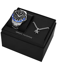 A|X Armani Exchange Men's Quartz Chronograph Silver Stainless-Steel Watch, 44mm