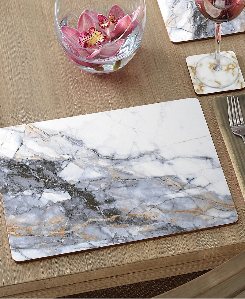 CounterArt Marble Note Hardboard Cork Placemats, Set of 4