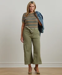 Lauren Ralph Lauren Plus Size Pleated Cotton Twill Wide-Leg Cargo Pants