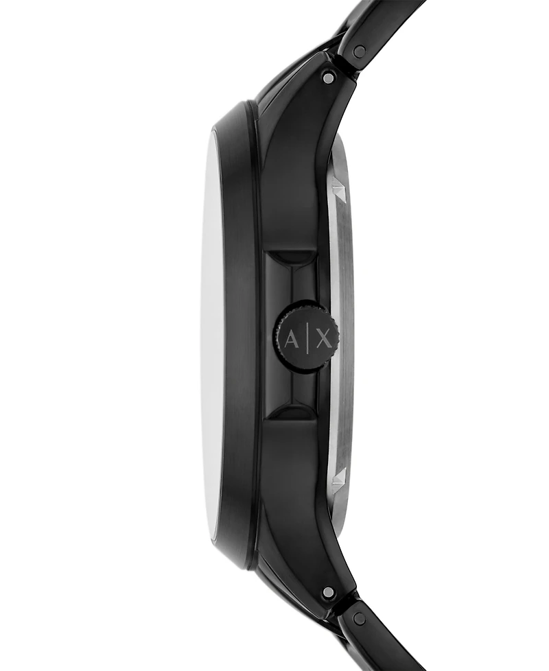 A|X Armani Exchange Men's Automatic Three-Hand Black Stainless-Steel Watch, 46mm