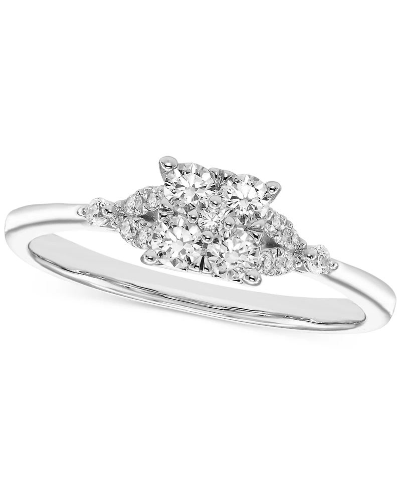 Diamond Squared Cluster Engagement Ring (1/3 ct. t.w.) in 14k White Gold
