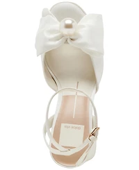 Dolce Vita Women's Patton Two-Piece Pearl Bow Satin Heeled Dress Sandals