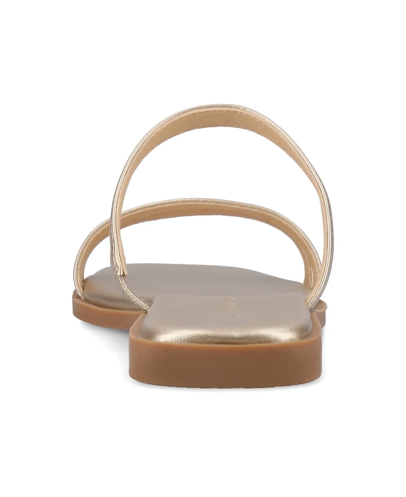 Journee Collection Women's Brisa Multi Strap Slip On Flat Sandals