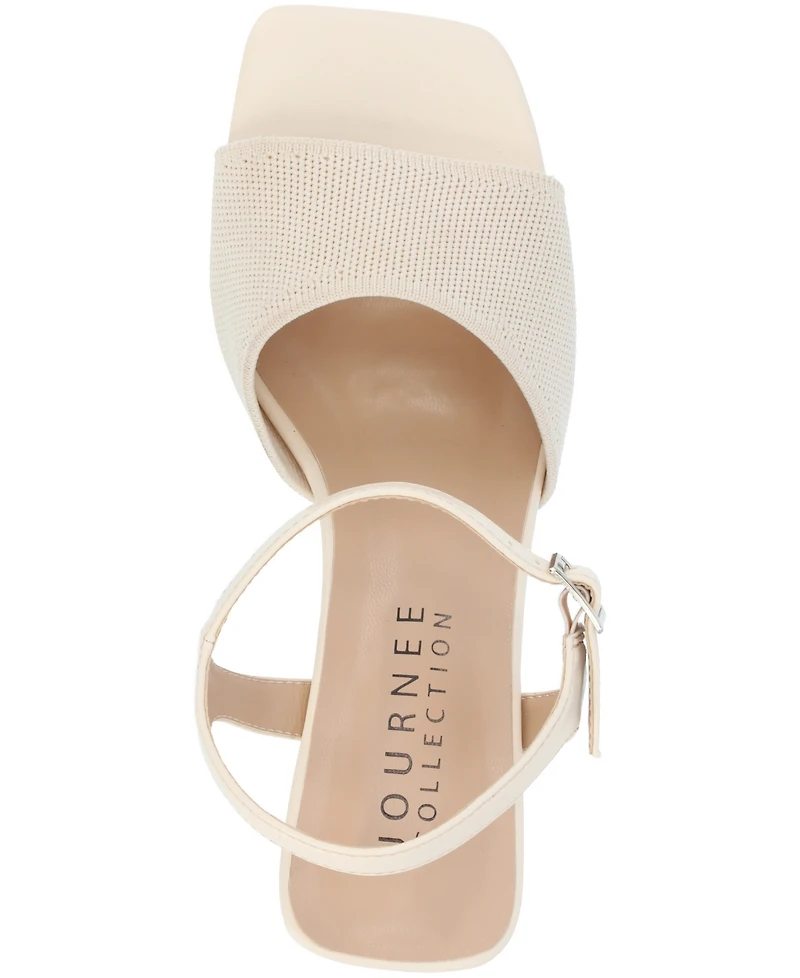 Journee Collection Women's Evylinn Knit Block Heel Dress Sandals