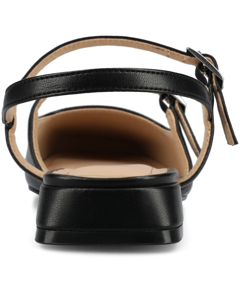 Journee Collection Women's Gretchenn Multi Strap Square Toe Mary Jane Flats