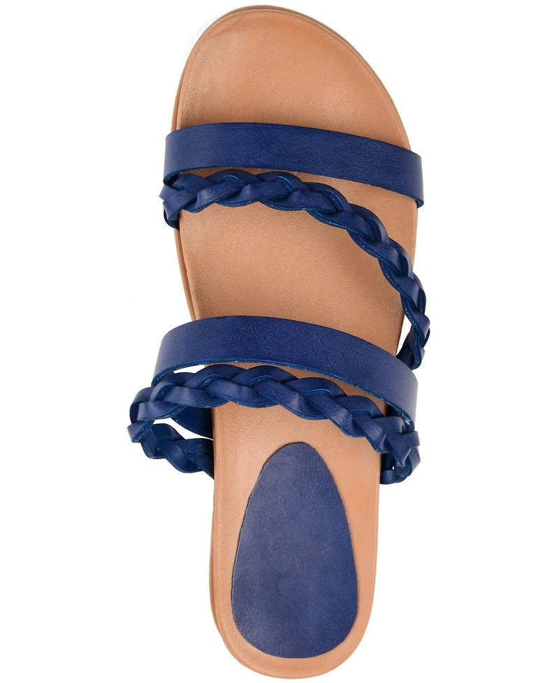 Journee Collection Women's Colette Braided Strappy Open Toe Flat Sandals