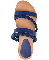 Journee Collection Women's Colette Braided Strappy Open Toe Flat Sandals