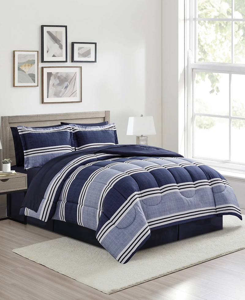 Sunham Aiden Striped 8-Pc. Comforter Sets, Exclusively at Macy's