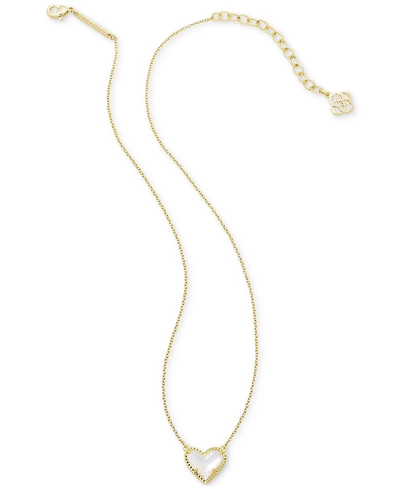 14K Gold Plated and Genuine Stone Kendra Scott Ari Heart Pendant Necklace