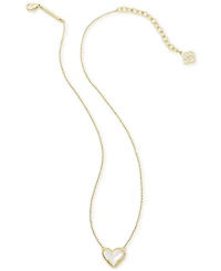 14K Gold Plated and Genuine Stone Kendra Scott Ari Heart Pendant Necklace