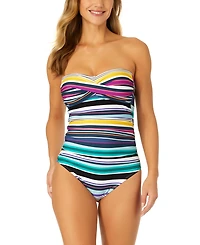 Anne Cole Women's Striped Twist-Front One-Piece Swimsuit