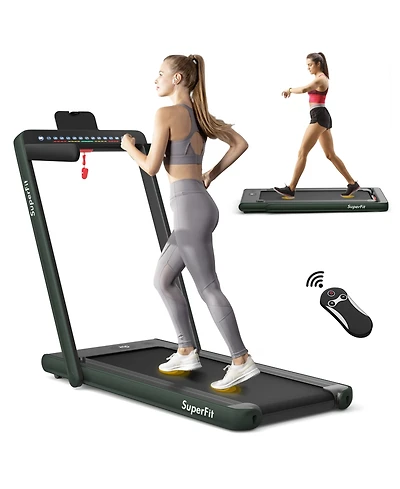 2.25 Hp 2-in-1 Folding Walking Pad Treadmill with Dual Display and App Control