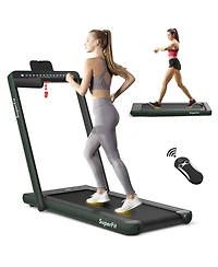 2.25 Hp 2-in-1 Folding Walking Pad Treadmill with Dual Display and App Control