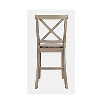 Jofran Eastern Tides Coastal Wire-Brushed Wood X-Back Counter Barstool (Set of 2)