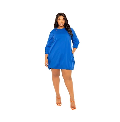 Buxom Couture Women's Plus Bubbled Poplin Mini Dress