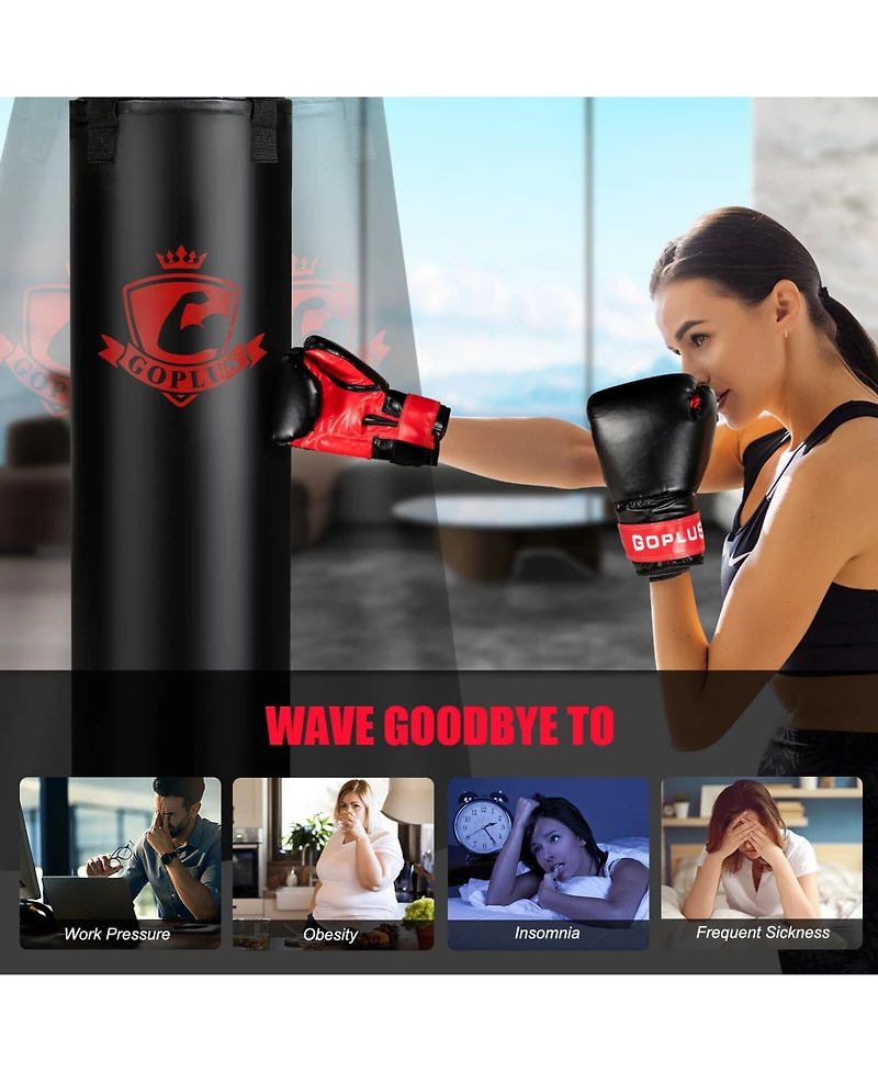 63 Lbs Filled Punching Bag Set with Boxing Gloves