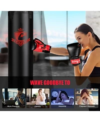 63 Lbs Filled Punching Bag Set with Boxing Gloves