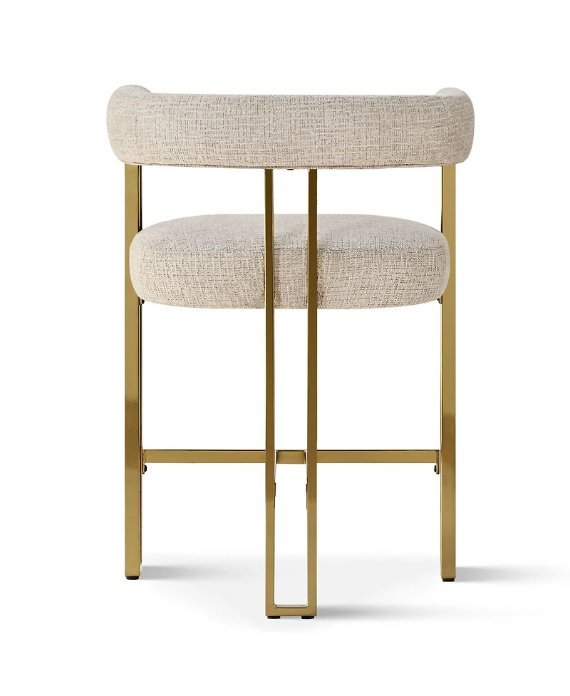 25'' Counter Height Stool with Gold Metal Legs, Chenille Upholstery, Curved Back and Armrest, 1 Unit-Maison Boucle