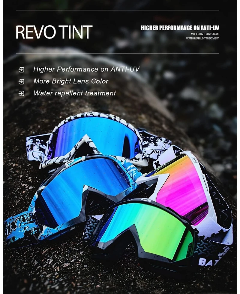 Batfox Dirt Bike Atv Goggles Motorcycle Gear Riding Motocross Dirtbike 4-Wheeler Mx Dh Accessories Glasses for Men Women Youth UV400 Protectio