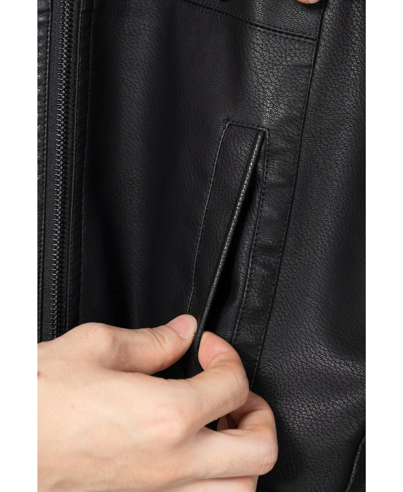 Xray Boys Hooded Moto Pu Leather Jacket With Lining