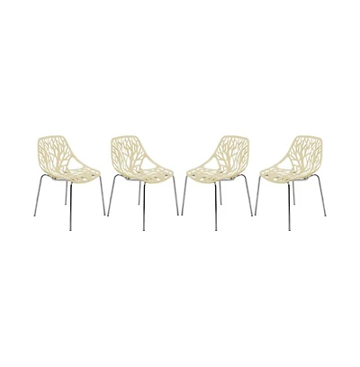 Modern Asbury Dining Chair w/ Chromed Legs, Set of 4
