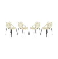Modern Asbury Dining Chair w/ Chromed Legs, Set of 4