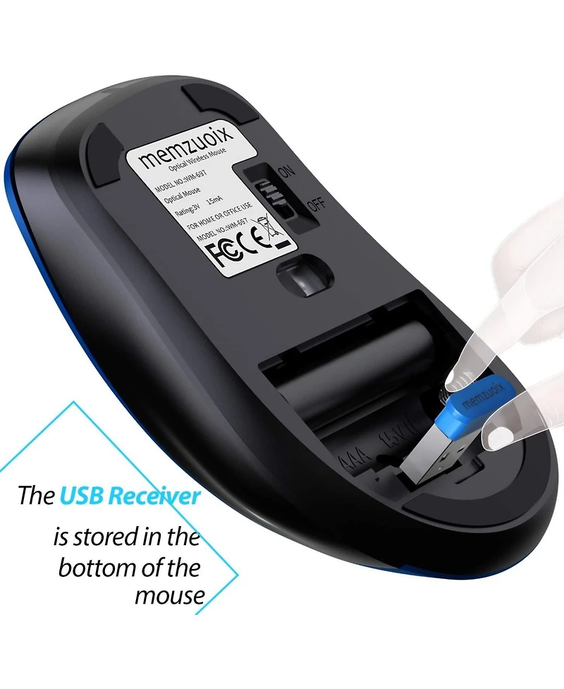 memzuoix 2.4G Portable Wireless Mouse, 1200 Dpi Mobile Optical Cordless Mice with Usb Receiver for Computer, Laptop, Pc, Desktop, MacBook, 5 Buttons