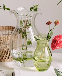 Vietri Hibiscus Glass Vertical Fluted Vase