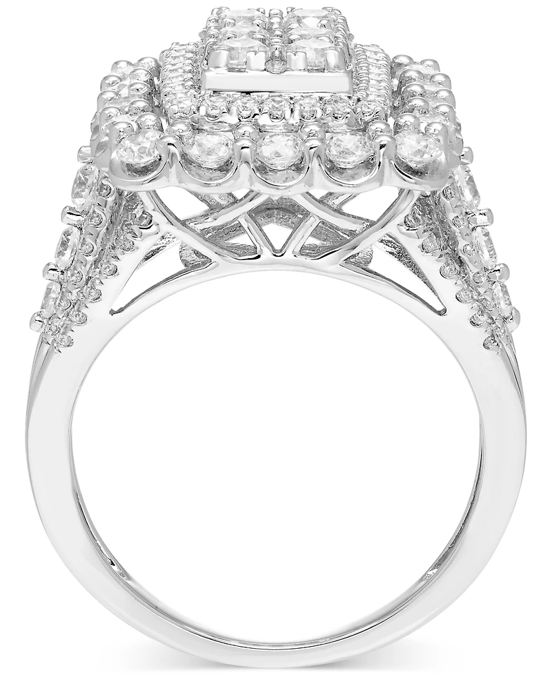 Diamond Multi Halo Emerald Shaped Cluster Ring (2 ct. t.w.) in 14k White Gold