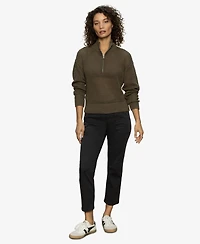 Sanctuary Women's Cotton Half-Zip Open-Knit Sweater