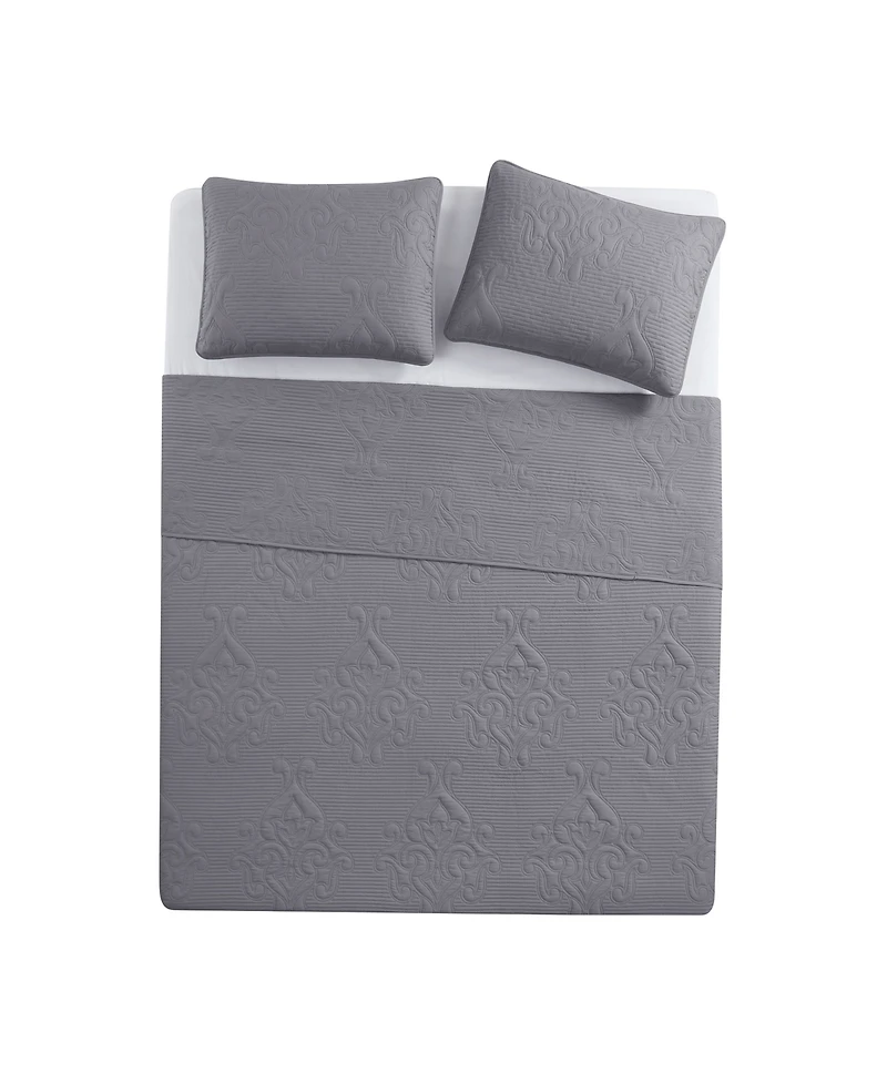 Vcny Home Solomun Pinsonic Damask 3-Pc. Quilt Set
