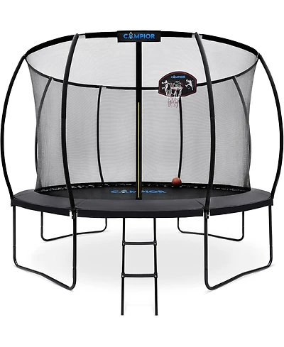 Pumpkin Trampoline with Basketball Hoop & Inner Enclosure - Safe, Durable,Family Fun - Heavy Duty Galvanized Springs - Waterproof Padding