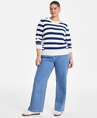 On 34th Trendy Plus Size Striped Pullover Sweater, Exclusively at Macy's